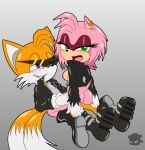 1girl amy_rose anthro anus ass boots breasts canid canine clothing duo emo_amy_rose eulipotyphlan eyeshadow footwear fox fur gloves half-closed_eyes handwear hedgehog high_res humanoid jacket makeup male mammal miles_&quot;tails&quot;_prower narrowed_eyes nipples open_mouth penetration pink_body pink_fur punk riding sega shoes sirjzau sitting sonic_the_hedgehog_(series) topwear vaginal_penetration yellow_body