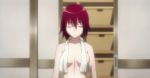  1girl animated animated_gif anime arm arms babe bare_shoulders blue_eyes bouncing_breasts breasts clenched_teeth closed_eyes convenient_censoring embarrassed female gif hair neck nude rail_wars! red_hair redhead short_hair shy solo spa surprised talking teeth towel walking 