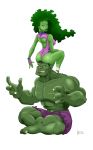  1boy 1girl funny green_skin hulk hulk_(series) jennifer_walters marvel monster muscle she-hulk 