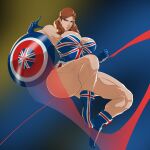  1girl abs beefcake biceps big_breasts brown_hair captain_carter comic_book_character gloves hayley_atwell high_res marvel marvel_animated_universe marvel_cinematic_universe marvel_comics marvel_what_if... mature mature_female mewlingquimm muscle muscular_female peggy_carter pubic_hair red_lipstick superheroine tagme 