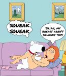  boy_on_top breast_squeeze brian_griffin cheating_wife couch_sex dog family_guy humor lois_griffin medium_breasts nude_female saliva vaginal wet_pussy 