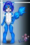 1girl 1girl 3_toes 4_fingers aged_down anthro barefoot black_nose blue_fur blue_hair blush character_name cleft_of_venus color cub cyan_eyes fangs female_only fox front_view fur furry furry_ears furry_only furry_tail glowing hair hand_on_hip jader krystal looking_at_viewer navel nintendo nipples nude open_eyes open_mouth pointy_ears raised_tail short_hair small_breasts standing star_fox tail vulva