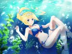  1girl alice_schuberg alluring bikini blonde_hair blue_eyes bubble cute_face official_art seaweed swimsuit sword_art_online underwater 