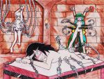 ass blush bondage breasts character_request closed_eyes danganronpa_(series) dungeon feather gatchaman_crowds nudity princeofhalcyon tears tickle_torture tickling tickling_machine tummy watamote