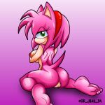  1girl absurd_res amy_rose anthro ass breast_squish breasts dat_ass eulipotyphlan feet female_only genitals hair half-closed_eyes hedgehog high_res mammal narrowed_eyes nipples nude pink_body pink_hair pussy sega sirjzau solo_female sonic_*(series) sonic_the_hedgehog_(series) squish video_games 