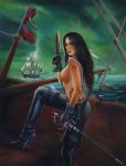  big_breasts breasts gun pirate ship sideboob sword water weapon 