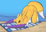  ass_up beach breasts canine digimon female fox mammal namco nude renamon seaside 