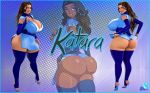 1girl 3d ass avatar:_the_last_airbender big_breasts breasts brown_hair brown_skin cleavage clothed clothing curvy dark-skinned_female english_text female female_only footwear hair high_heels huge_ass huge_breasts human jay-marvel katara large_ass legwear lips long_hair looking_at_viewer mouth round_ass skirt smile solo teeth text thick thick_thighs thigh_highs wide_hips