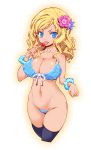  1girl bikini blonde_hair blue_eyes breasts candy lollipop long_hair original solo 