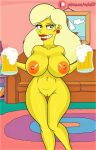  erect_nipples huge_breasts large_areolae nude shaved_pussy the_simpsons thighs titania_(the_simpsons) 