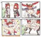 /// 1girl 3_girls ahoge akashi_(azur_lane) anger_vein animal_ears artist_name azur_lane bangs beret big_breasts black_cape black_dress black_headwear black_legwear black_ribbon black_sailor_collar blush breasts cape cleavage clenched_hands comic cup detached_sleeves dress evil_grin evil_smile extra_arms eye_contact eyebrows_visible_through_hair fang fighting garter_straps gloves green_footwear green_hair green_sleeves greenteaneko grey_footwear grin hair_ornament hair_ribbon hand_on_hip hat high_heels high_resolution holding holding_cup honolulu_(azur_lane) lingerie long_hair long_sleeves looking_at_another multiple_girls nekomimi nipples nose_blush open_mouth orange_eyes peaked_cap punching red_hair ribbon sailor_collar sharp_teeth shoes silent_comic sleeves_past_fingers sleeves_past_wrists smile stockings teacup teeth tied_hair twin_tails v-shaped_eyebrows very_high_resolution very_long_hair watermark web_address what white_gloves white_headwear zara_(azur_lane)