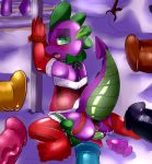  2013 absurd_res animal_genitalia anthro anus blush buttplug christmas disembodied_penis dragon equine erection friendship_is_magic furry green_eyes highres holidays horse horsecock imminent_rape male mammal my_little_pony nude penis pony saurian_(artist) scalie sex_toy spike_(mlp) testicles 