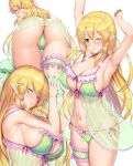 1girl alluring big_breasts blonde_hair bra fairy female_only hot huge_breasts kawase_seiki leafa lingerie panties pointy_ears princess see-through sexy solo_female sword_art_online underwear