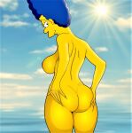 ass breasts erect_nipples evilweazel_(artist) hands_on_ass marge_simpson milf nude the_simpsons thighs yellow_skin 