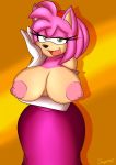 1girl 2014 amy_rose anthro anthro_only areola arm_under_breasts big_breasts breasts come_hither erect_nipples female female_only flashing furry green_eyes hedgehog huge_breasts looking_at_viewer mammal naughty_face nipples open_mouth pink_fur pink_hair sega smile solo sonic_(series) supersonicrulaa topless topless_anthro topless_female