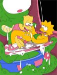  bart_simpson breast erect_penis kang lisa_simpson nipple open_mouth pussylicking tentacle the_simpsons yellow_skin 
