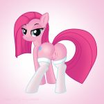  1girl ass cute friendship_is_magic looking_at_viewer my_little_pony pinkamena_(mlp) pinkie_pie_(mlp) pony pussy socks 
