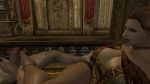  1_boy 1_female 1_girl 1_male blonde breasts clothed duo erection feet female footjob hair human human_only indoors lying male male/female nude penis screenshot sitting skyrim spread_legs 