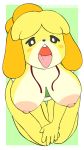  1girl 1girl 2019 2d_animation animal_crossing anthro big_breasts biped bird&#039;s-eye_view black_eyes black_nose breasts breath buckteeth canid canine canis dingdongducc domestic_dog floppy_ears fur furry gif high-angle_view isabelle_(animal_crossing) kneel mammal nintendo nipples no_sclera open_mouth orange_fur panting pink_nipples shih_tzu signature teeth tongue tongue_out toy_dog video_games white_pupils yellow_fur 