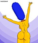  1girl armpits arms arms_up ass back bare_back bare_shoulders blue_hair breasts butt_crack elbows female fingers girl hair hands large_ass marge_simpson neck nude pearl_necklace round_ass shoulders sideboob solo solo_female the_simpsons thighs woman yellow_skin 