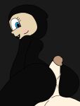 baby_face big_ass big_ass black_hoodie black_pants blue_eyes bubble_butt buttjob cute happy_death_day killer large_butt one_tooth