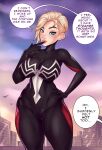  1girl 1girl ange1witch big_breasts blonde_hair blue_eyes breasts comic_book_character gwen_stacy high_res high_resolution marvel marvel_animated_universe short_hair solo_female sony_interactive_entertainment spider-man_(series) superheroine 