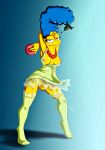  breasts marge_simpson nipples pussy stockings the_simpsons yellow_skin 