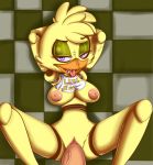  animatronic big_breasts breasts chica_(fnaf) five_nights_at_freddy&#039;s penis purple_eyes sex spread_legs text tight_pussy tongue 