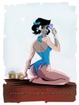  1_girl 1girl 2011 ass bare_arms barefoot betty_rubble black_hair brunette earrings female female_human hair_bow human lollipop looking_at_viewer partially_clothed short_black_hair short_hair solo the_flintstones 