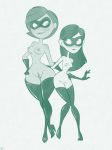  2girls boots breasts disney elastigirl erect_nipples female gloves hair long_hair looking_down looking_up mask milf mother_and_daughter multiple_girls nake nipples nude roger_bacon shiny shiny_skin short_hair the_incredibles violet_parr wide_hips 