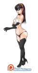  1girl ass boots bra breasts cleavage digital_media_(artwork) female female_only human mostly_nude panties petite solo the_incredibles thighhighs violet_parr 