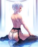  ass ecchi lingerie panties sitting stocking topless wet white_hair 