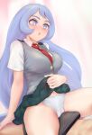  aqua_eyes aqua_hair cameltoe dark-skinned_male embarrassed erection_under_clothes excited imminent_sex lifted_by_self light-skinned_female looking_at_penis medium_breasts open_mouth presenting school_uniform sitting_on_penis sitting_on_person white_panties 