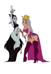  bondage breasts disney domination femdom maleficent queen_leah sleeping_beauty white_background witch yellow_sclera yuri 