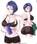  1girl ass big_ass big_breasts blue_hair booty_shorts breasts choker cleavage female female_focus female_only fire_emblem fire_emblem:_three_houses high_resolution highres midriff purple_eyes shamir_nevrand short_hair shorts solo solo_female solo_focus sports_bra tagme tank_top the_kingduke tommietomm video_game_character video_game_franchise white_background 