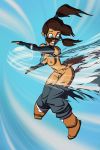 1girl blue_eyes boots breasts embarrassing female_only fingerless_gloves gao23 gloves korra looking_back looking_down nipples panties ponytail solo_female strip stripped the_legend_of_korra the_legend_of_korra* torn_clothes torn_clothing twin_tails wardrobe_malfunction wind