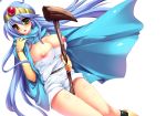  blue_hair breasts cape chunsoft circlet dragon_quest dragon_quest_iii elbow_gloves enix gloves large_breasts long_hair nipples ookami_ryousuke panties sage sage_(dq3) sakimi_tama staff striped striped_panties underwear yellow_eyes 