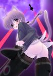  ahoge animal_ears anus ass bottomless braid brown_hair cat_ears cat_tail censored highres lynette_bishop murasaki murasaki_ookami pussy pussy_juice strike_witches tail 