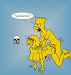  all_fours ass bart_simpson breasts brother_and_sister cum cum_in_orifice doggy_position incest lisa_simpson nude the_fear the_simpsons yellow_skin 
