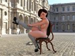  1_girl 1girl ass black_high_heels breasts female female_only helen_parr high_heels looking_at_viewer nipples nude sitting solo stockings the_incredibles thighs 