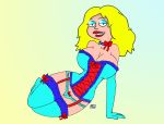  american_dad big_breasts bows breasts choker francine_smith happy looking_at_viewer panties posing stockings suspenders 
