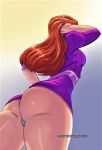  1girl ass clothed daphne_blake dress female female_human female_only long_hair long_red_hair panties red_hair redhead scooby-doo solo thighs upskirt 