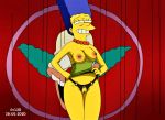  breasts flashing marge_simpson nipples shaved_pussy the_simpsons thighs thong 