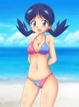  artist_request beach bikini blue_hair crystal_(pokemon) kris_(pokemon) marina_(pokemon) pigtails pokemon 