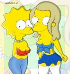 alex_whitney fairycosmo_(artist) grin jeans lisa_simpson looking_at_viewer stockings the_simpsons yellow_skin