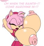  amy_rose big_breasts breasts closed_eyes clothes daredemon7000 english_text erect_nipples female habbodude hair hedgehog hips huge_breasts nipples pink_hair sega solo sonic sonic_(series) sonic_boom text 