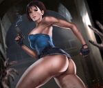  1girl ass big_breasts dandon_fuga female_focus female_only high_res high_resolution jill_valentine looking_at_viewer mature mature_female nipple_slip patreon patreon_paid patreon_reward resident_evil short_hair solo_female solo_focus torn_clothes video_game_character video_game_franchise 