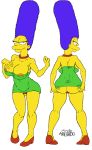  1girl ass breasts clothes eyelashes female hands_on_ass hands_on_own_ass happy hips josemalvado large_ass large_breasts large_lips lips looking_at_viewer marge_simpson milf nipples pussy round_ass slut solo the_simpsons white_background whore wide_hips yellow_skin 
