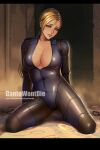  1girl big_breasts blonde_hair blue_eyes bodysuit capcom cleavage clothed_female dantewontdie female_focus female_only jill_valentine long_hair looking_at_viewer mature mature_female resident_evil resident_evil_5 solo_female solo_focus unzipped video_game_character video_game_franchise 