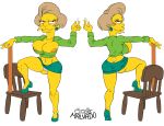  ass big_breasts big_lips breasts chair clothes edna_krabappel female happy hips josemalvado large_ass lips looking_at_viewer milf nipples panties pussy round_ass slut smoke smoking solo the_simpsons white_background whore wide_hips yellow_skin 
